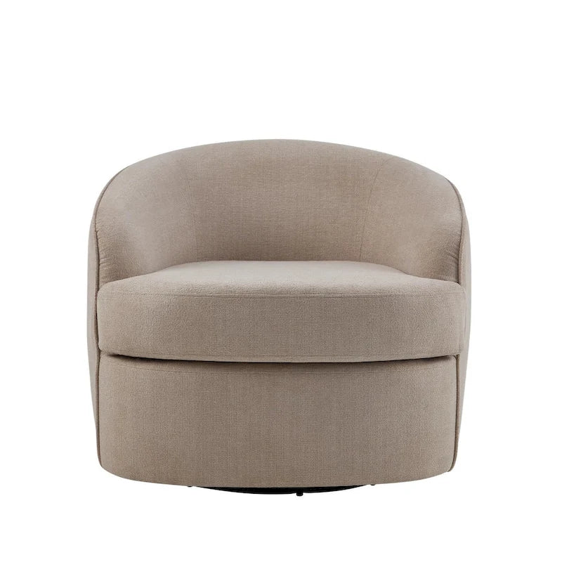 Fauteuil baril pivotant 360° en tissu performance avec coussins en mousse haute densité