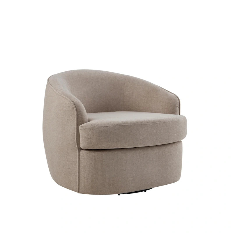 Fauteuil baril pivotant 360° en tissu performance avec coussins en mousse haute densité