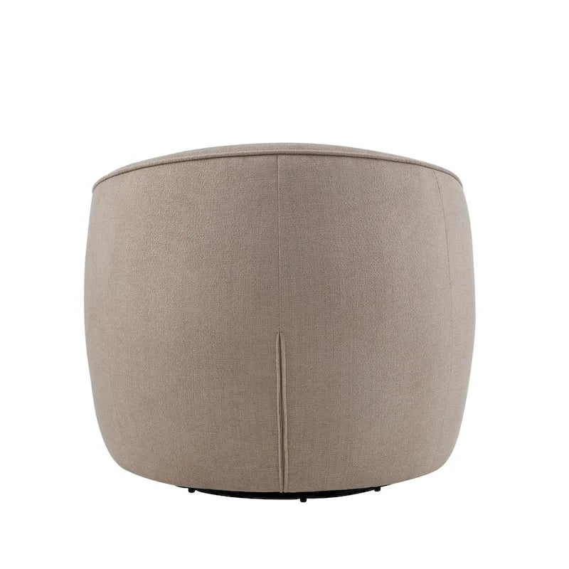 Fauteuil baril pivotant 360° en tissu performance avec coussins en mousse haute densité