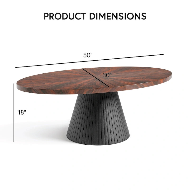Table basse ovale moderne marron et noire