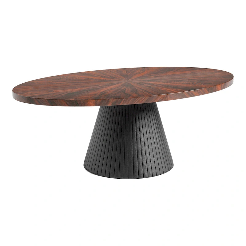 Table basse ovale moderne marron et noire