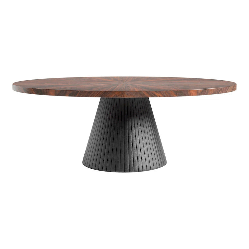 Table basse ovale moderne marron et noire