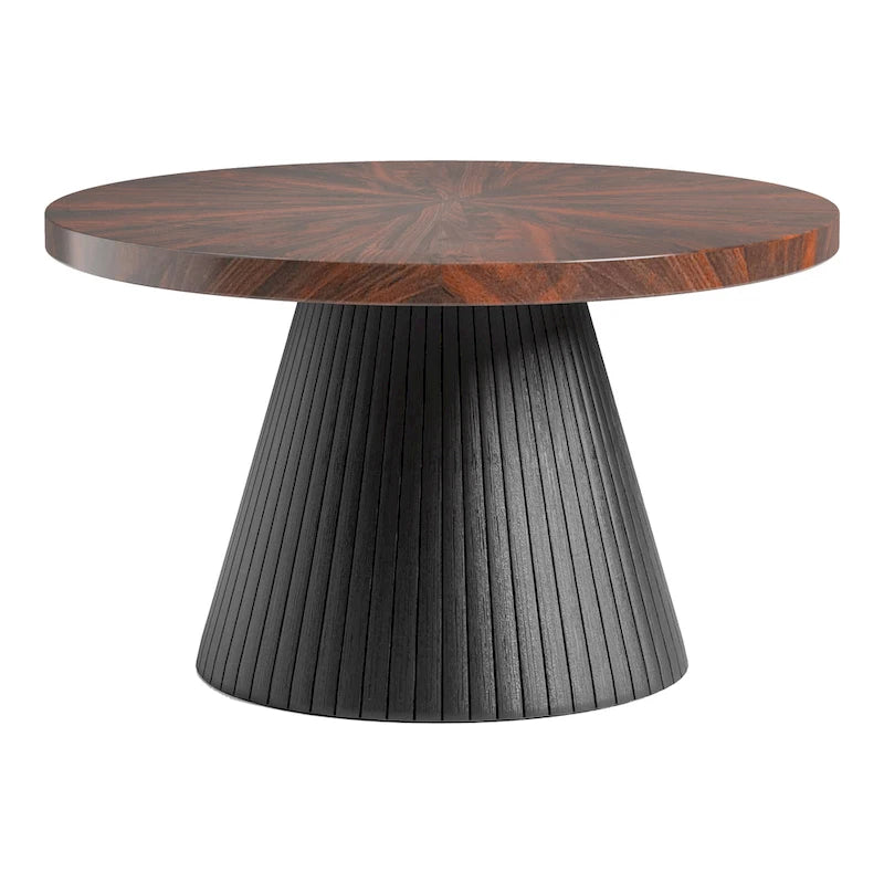 Table basse ovale moderne marron et noire