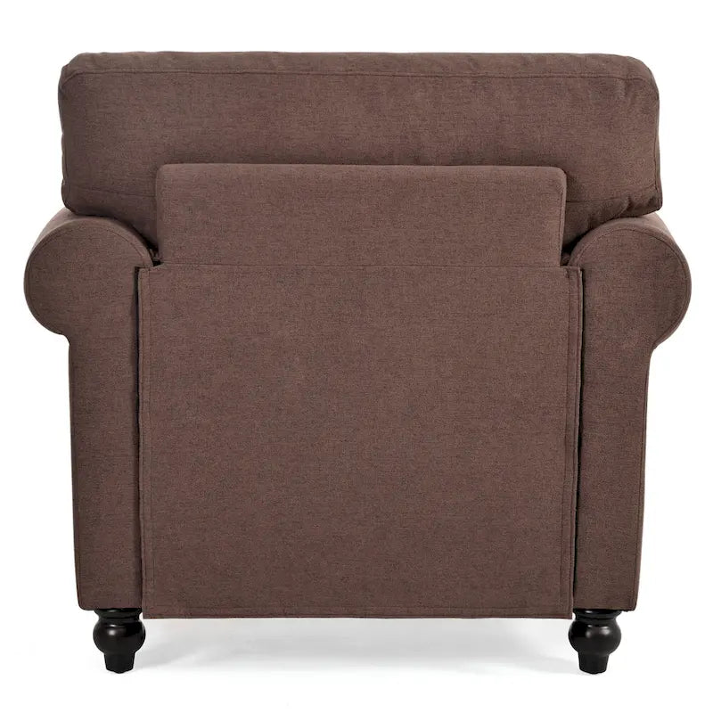 Fauteuil d'appoint à accoudoirs arrondis marron de 95 cm avec détails cloutés argentés