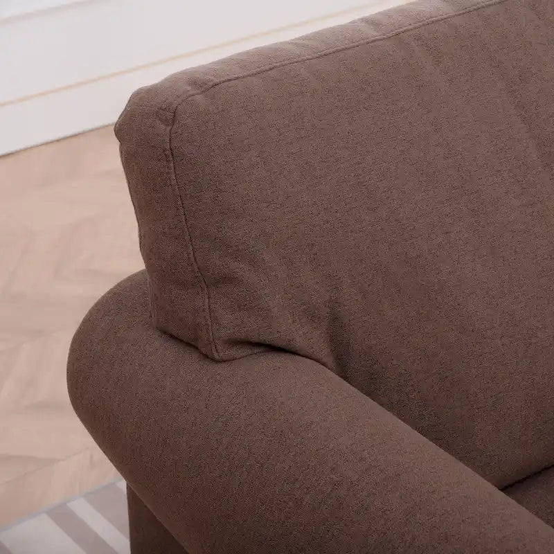 Fauteuil d'appoint à accoudoirs arrondis marron de 95 cm avec détails cloutés argentés