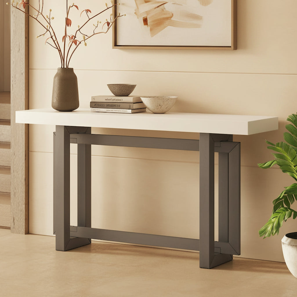 59.1 Modern Solid Wood Console Table with Unique Leg Design for Entryway or Living Room