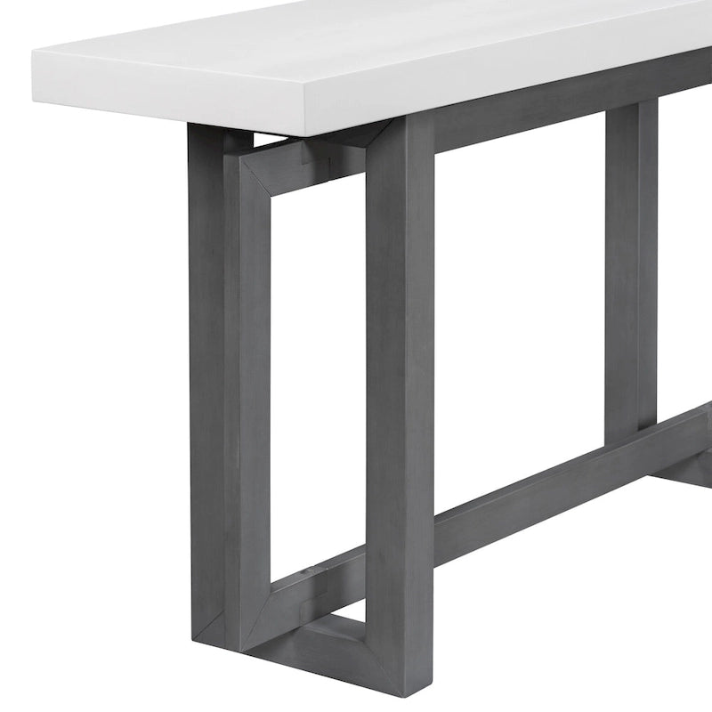 59.1 Table console moderne en bois massif avec piétement au design unique pour entrée ou salon