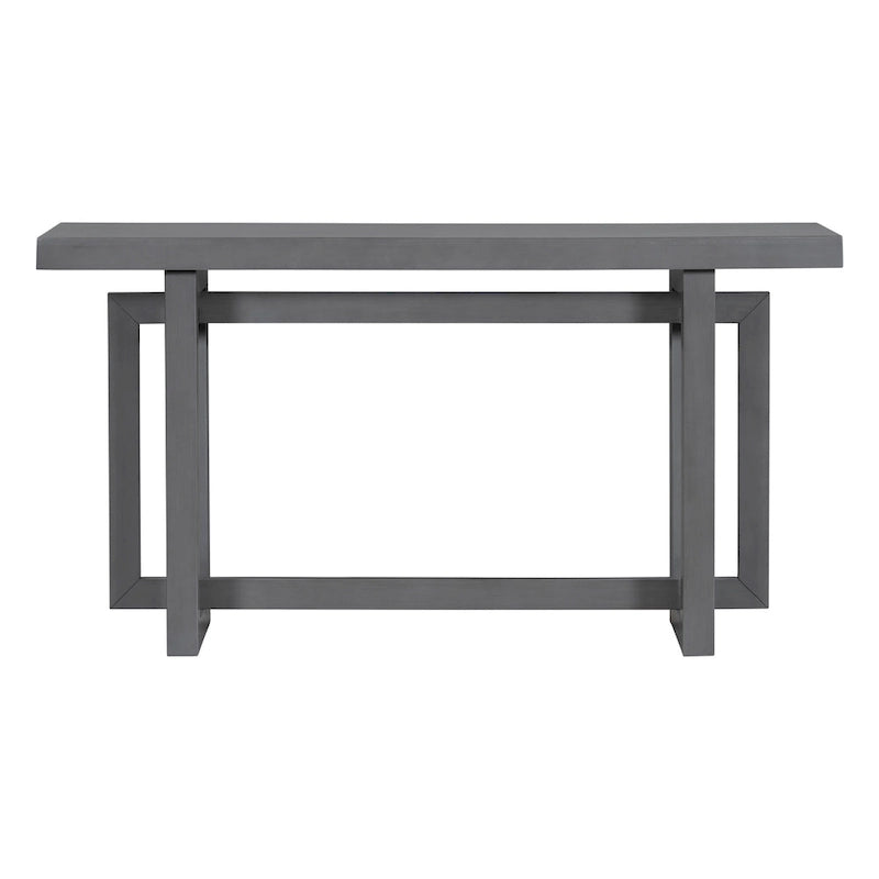 59.1 Table console moderne en bois massif avec piétement au design unique pour entrée ou salon