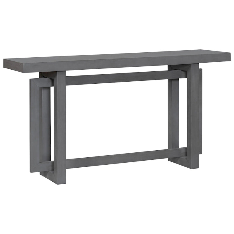 59.1 Table console moderne en bois massif avec piétement au design unique pour entrée ou salon