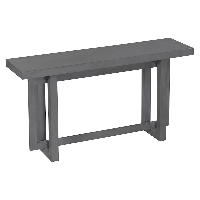 59.1 Table console moderne en bois massif avec piétement au design unique pour entrée ou salon