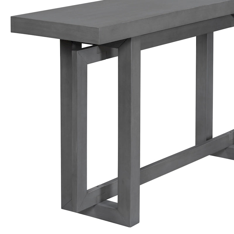 59.1 Table console moderne en bois massif avec piétement au design unique pour entrée ou salon