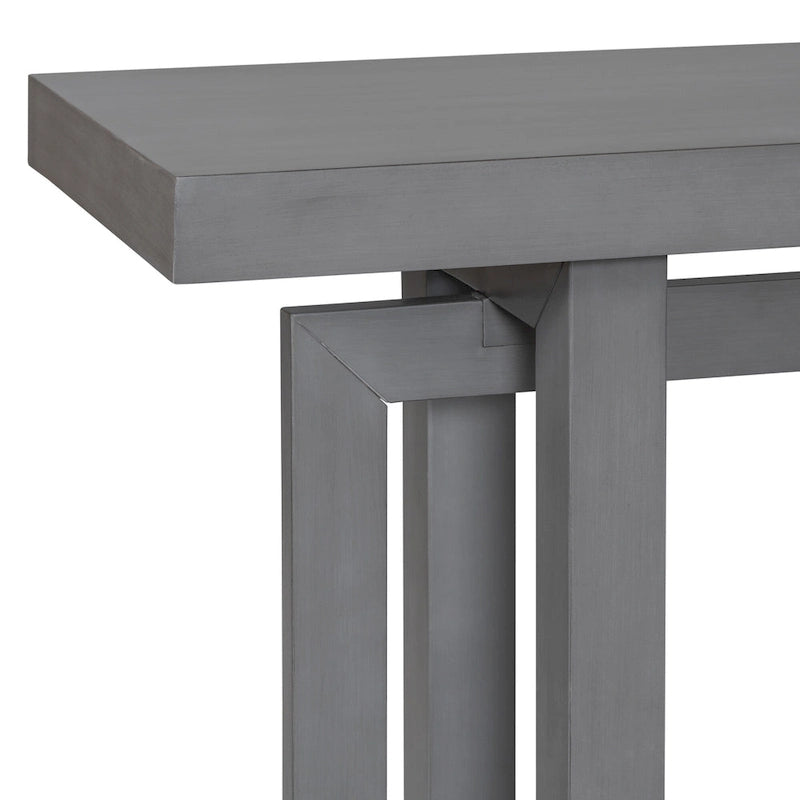 59.1 Table console moderne en bois massif avec piétement au design unique pour entrée ou salon