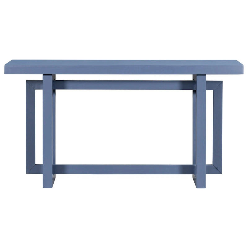 59.1 Table console moderne en bois massif avec piétement au design unique pour entrée ou salon