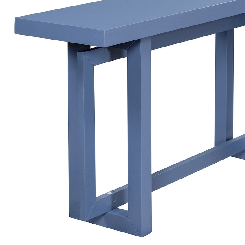 59.1 Table console moderne en bois massif avec piétement au design unique pour entrée ou salon