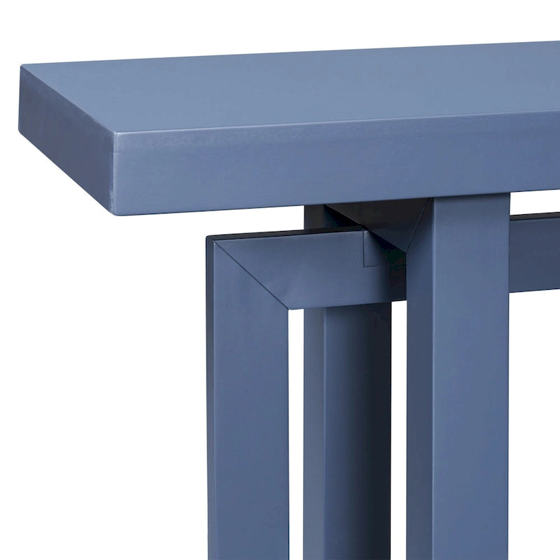 59.1 Table console moderne en bois massif avec piétement au design unique pour entrée ou salon
