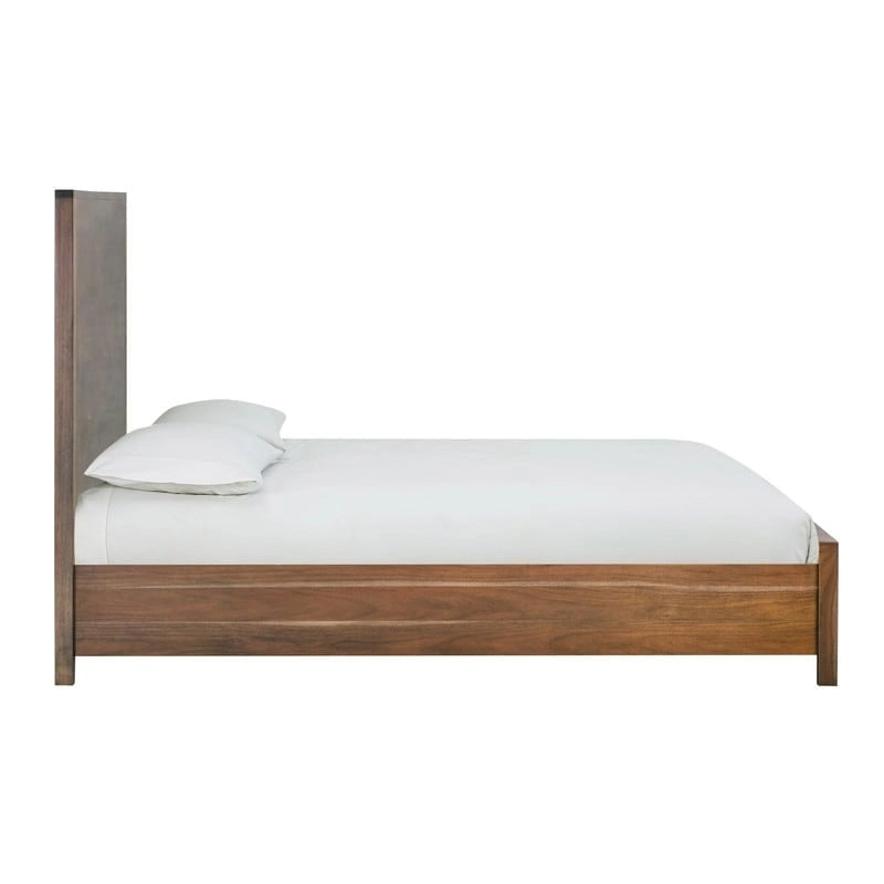 Lit en bois d'acacia au design linéaire, 4 finitions, Lit simple/double/grand lit/très grand lit
