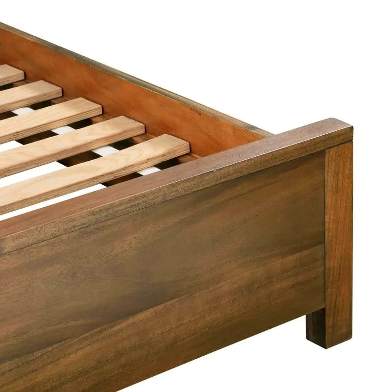 Lit en bois d'acacia au design linéaire, 4 finitions, Lit simple/double/grand lit/très grand lit