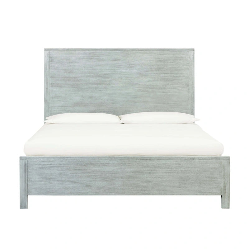 Lit en bois d'acacia au design linéaire, 4 finitions, Lit simple/double/grand lit/très grand lit