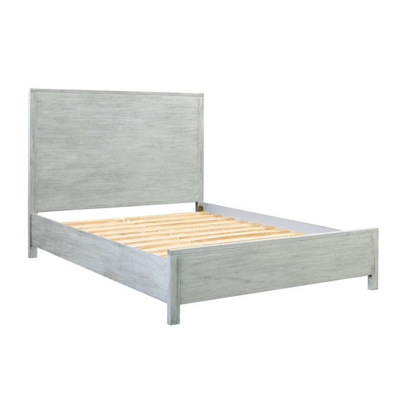 Lit en bois d'acacia au design linéaire, 4 finitions, Lit simple/double/grand lit/très grand lit