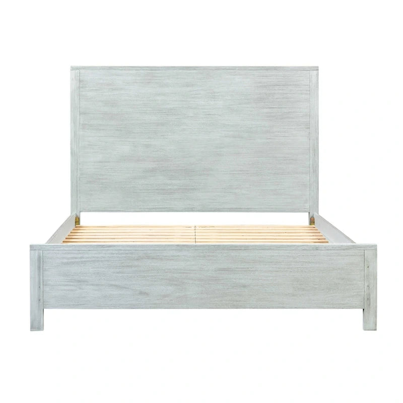 Lit en bois d'acacia au design linéaire, 4 finitions, Lit simple/double/grand lit/très grand lit