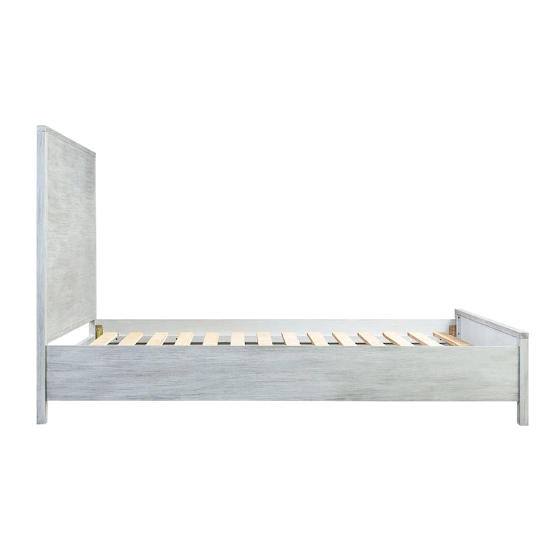 Lit en bois d'acacia au design linéaire, 4 finitions, Lit simple/double/grand lit/très grand lit
