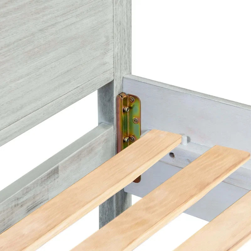 Lit en bois d'acacia au design linéaire, 4 finitions, Lit simple/double/grand lit/très grand lit
