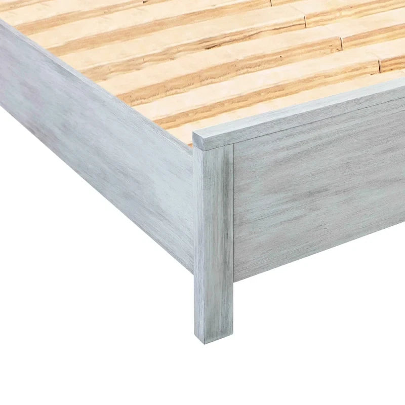 Lit en bois d'acacia au design linéaire, 4 finitions, Lit simple/double/grand lit/très grand lit