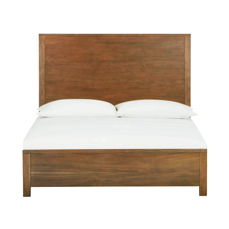 Lit en bois d'acacia au design linéaire, 4 finitions, Lit simple/double/grand lit/très grand lit