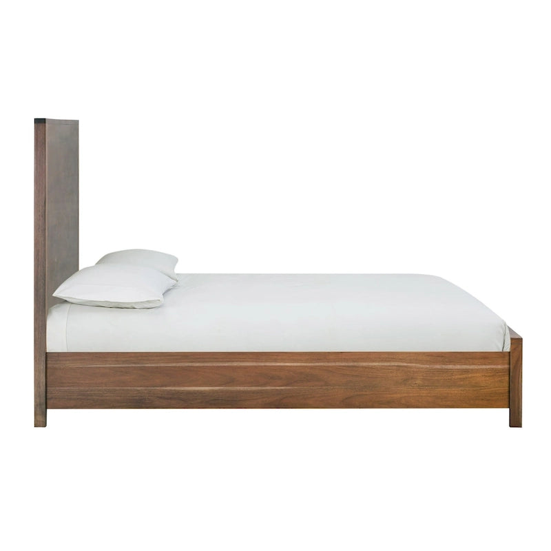 Lit en bois d'acacia au design linéaire, 4 finitions, Lit simple/double/grand lit/très grand lit