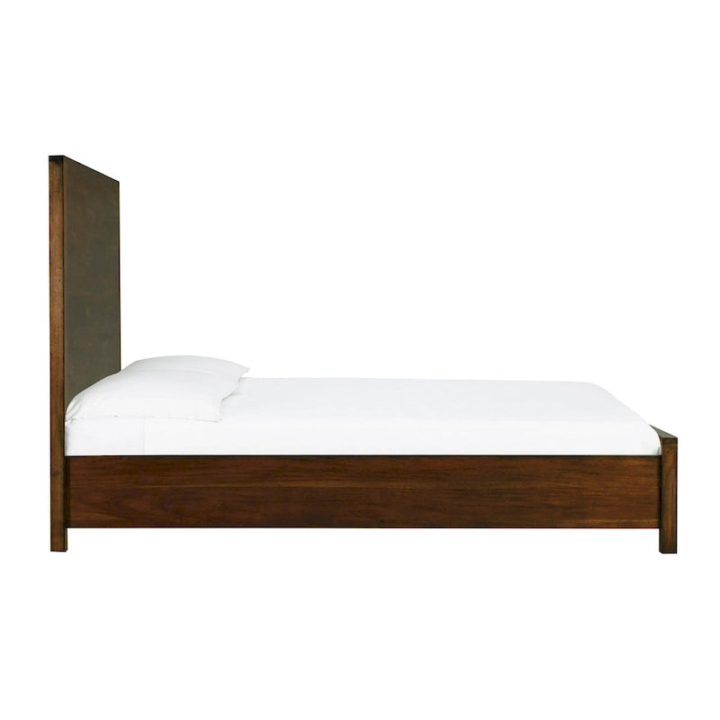 Lit en bois d'acacia au design linéaire, 4 finitions, Lit simple/double/grand lit/très grand lit