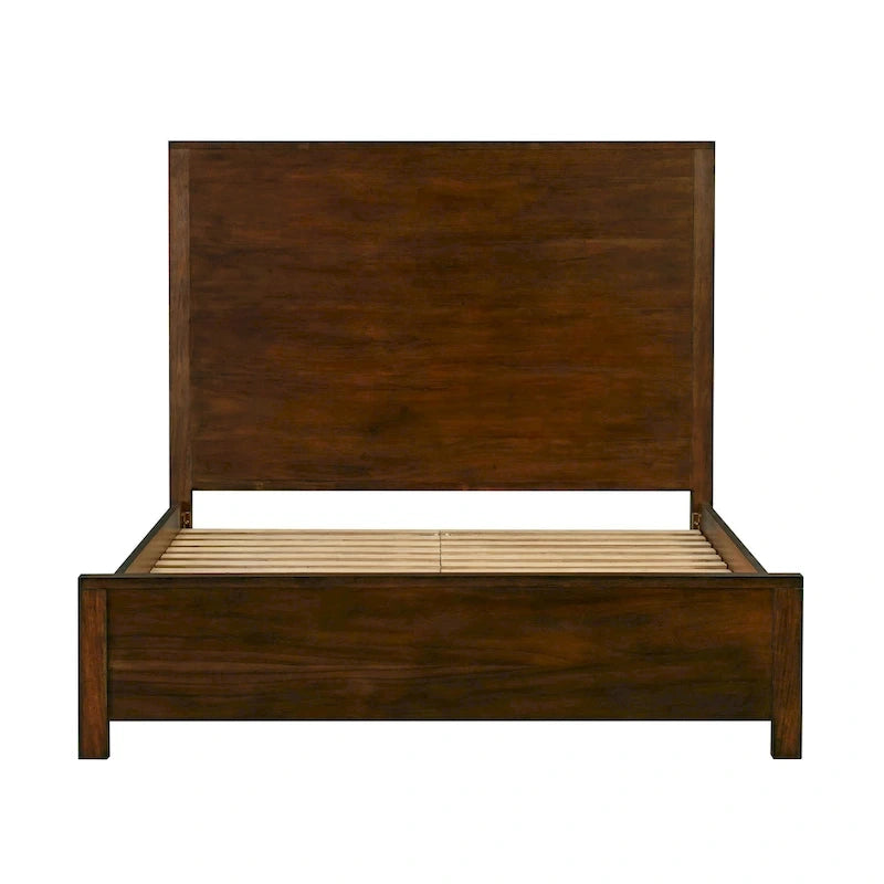 Lit en bois d'acacia au design linéaire, 4 finitions, Lit simple/double/grand lit/très grand lit