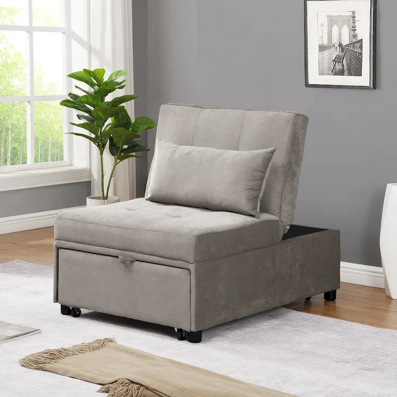 Fauteuil convertible 4-en-1 réglable en futon simple - 39,9 x 26,8