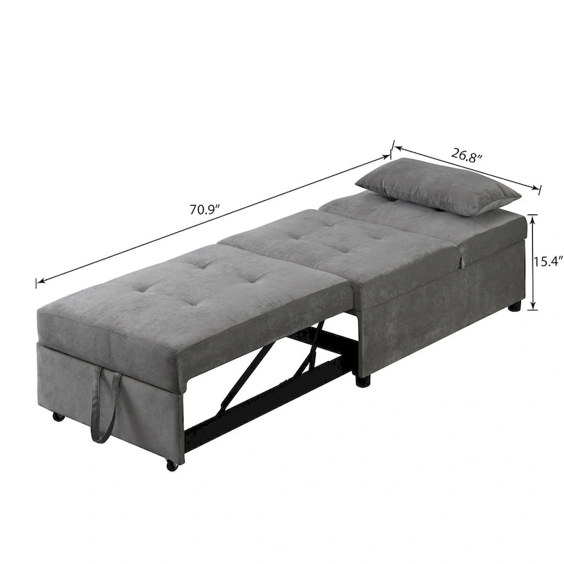 Fauteuil convertible 4-en-1 réglable en futon simple - 39,9 x 26,8