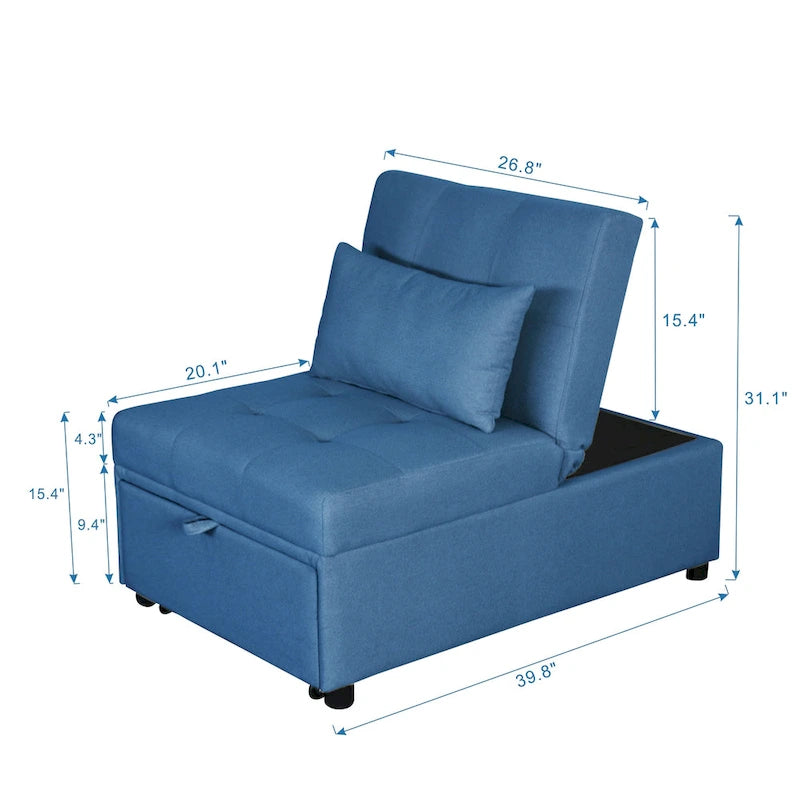 Fauteuil convertible 4-en-1 réglable en futon simple - 39,9 x 26,8