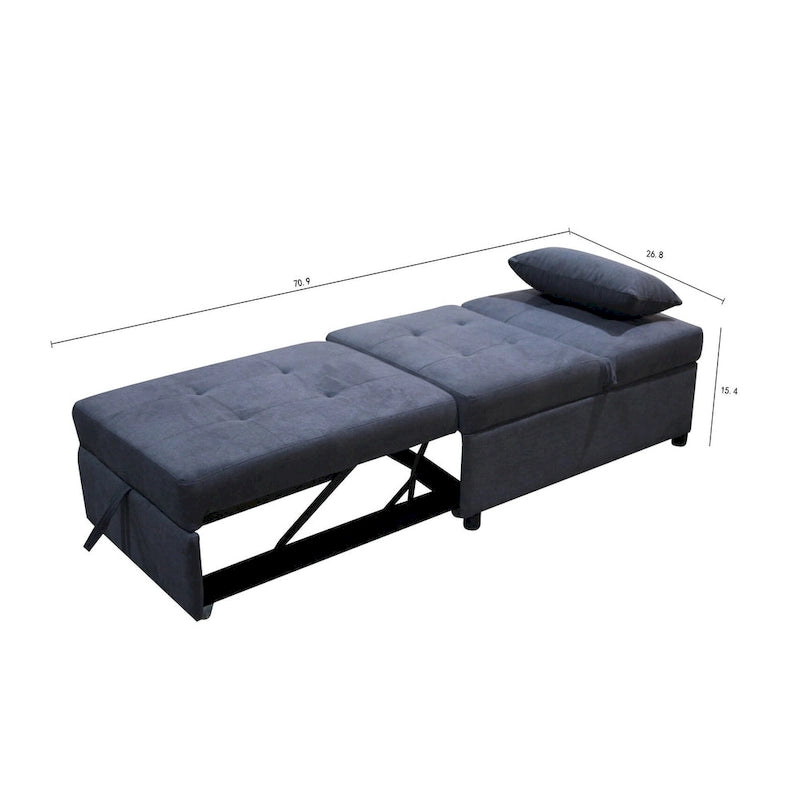 Fauteuil convertible 4-en-1 réglable en futon simple - 39,9 x 26,8
