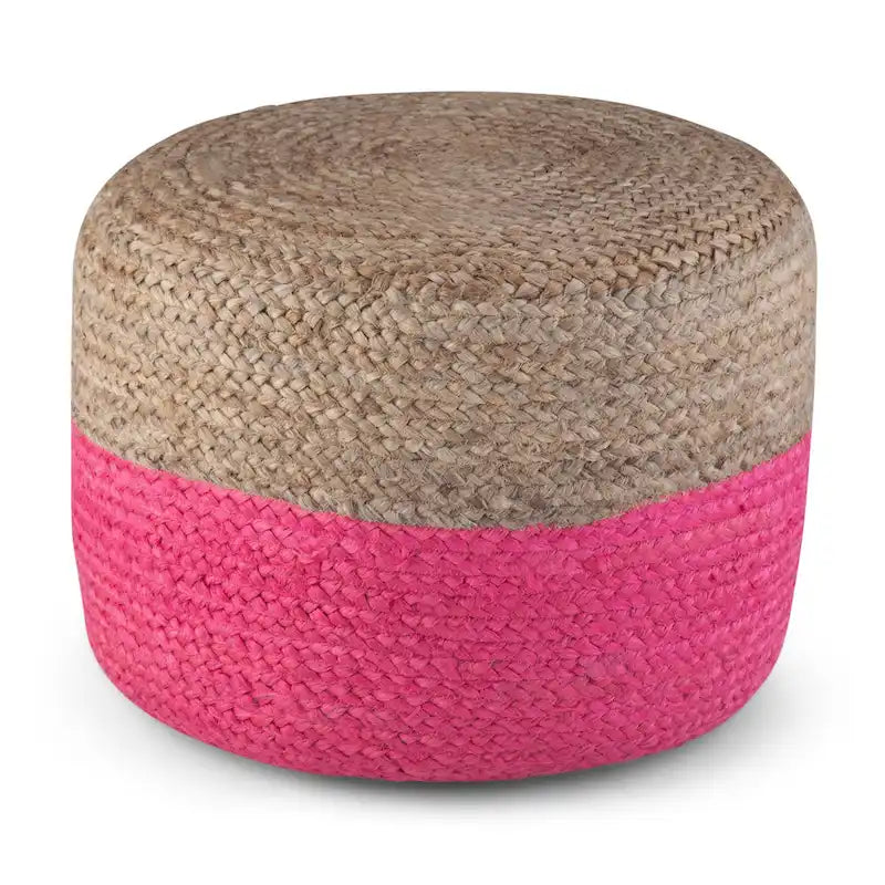 Pouf rond tressé en jute, 45 cm de diamètre