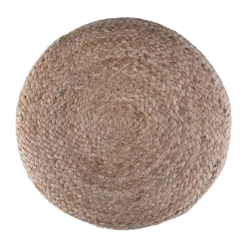 Pouf rond tressé en jute, 45 cm de diamètre