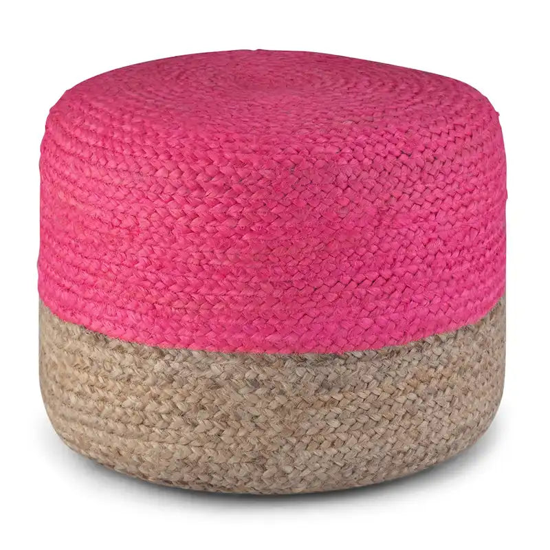 Pouf rond tressé en jute, 45 cm de diamètre