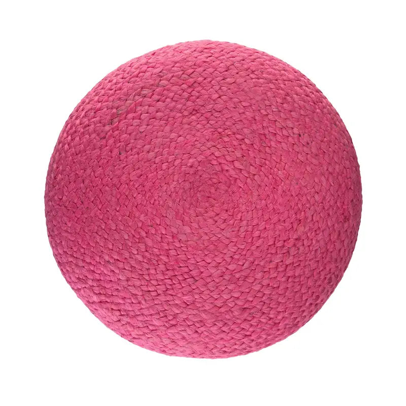Pouf rond tressé en jute, 45 cm de diamètre