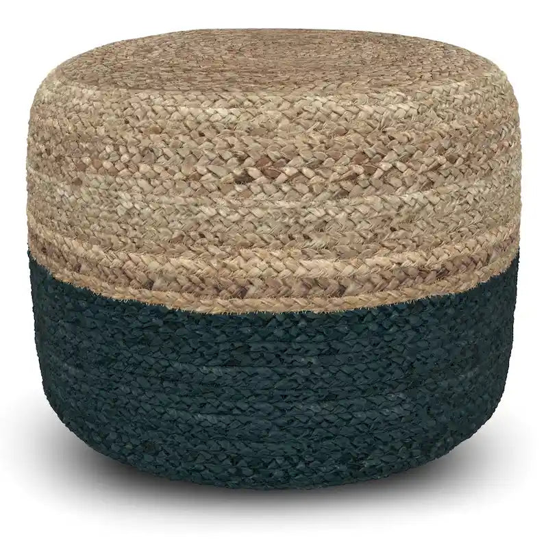 Pouf rond tressé en jute, 45 cm de diamètre