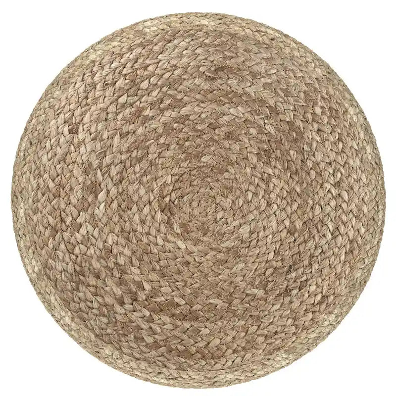 Pouf rond tressé en jute, 45 cm de diamètre