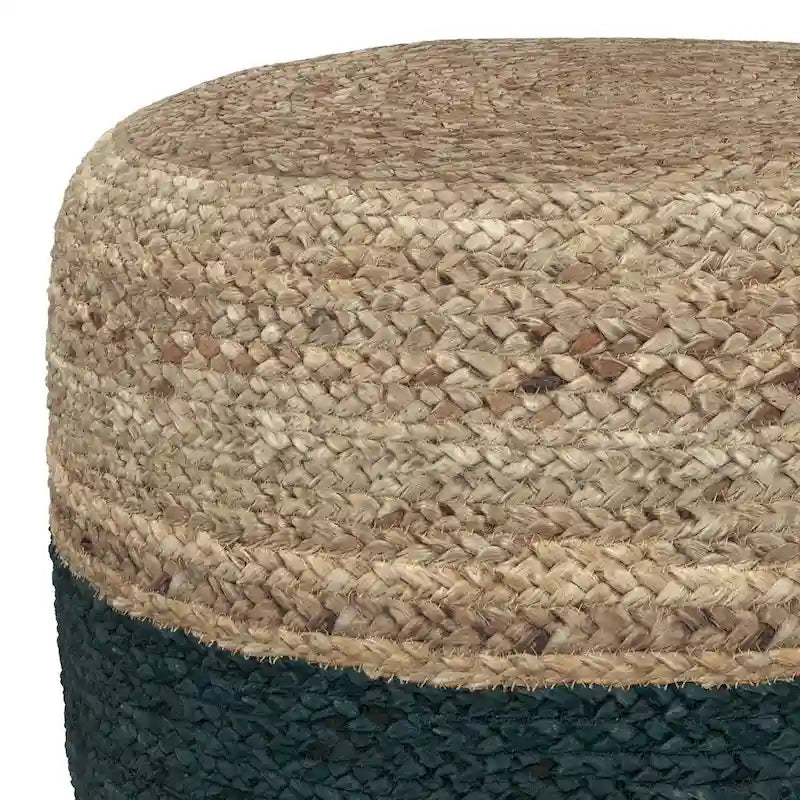 Pouf rond tressé en jute, 45 cm de diamètre