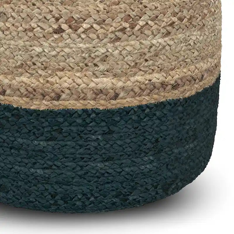 Pouf rond tressé en jute, 45 cm de diamètre