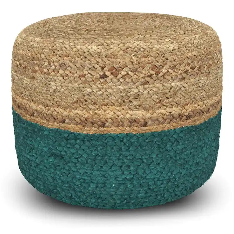 Pouf rond tressé en jute, 45 cm de diamètre