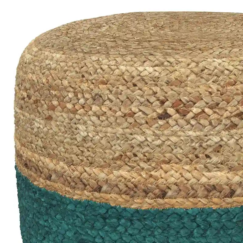 Pouf rond tressé en jute, 45 cm de diamètre