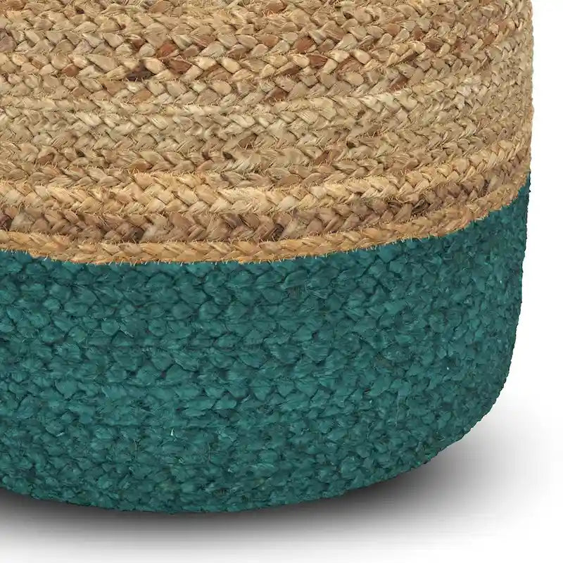 Pouf rond tressé en jute, 45 cm de diamètre