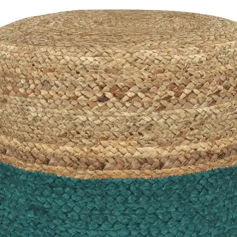 Pouf rond tressé en jute, 45 cm de diamètre