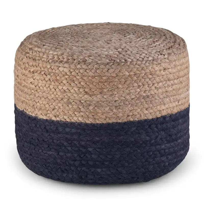 Pouf rond tressé en jute, 45 cm de diamètre