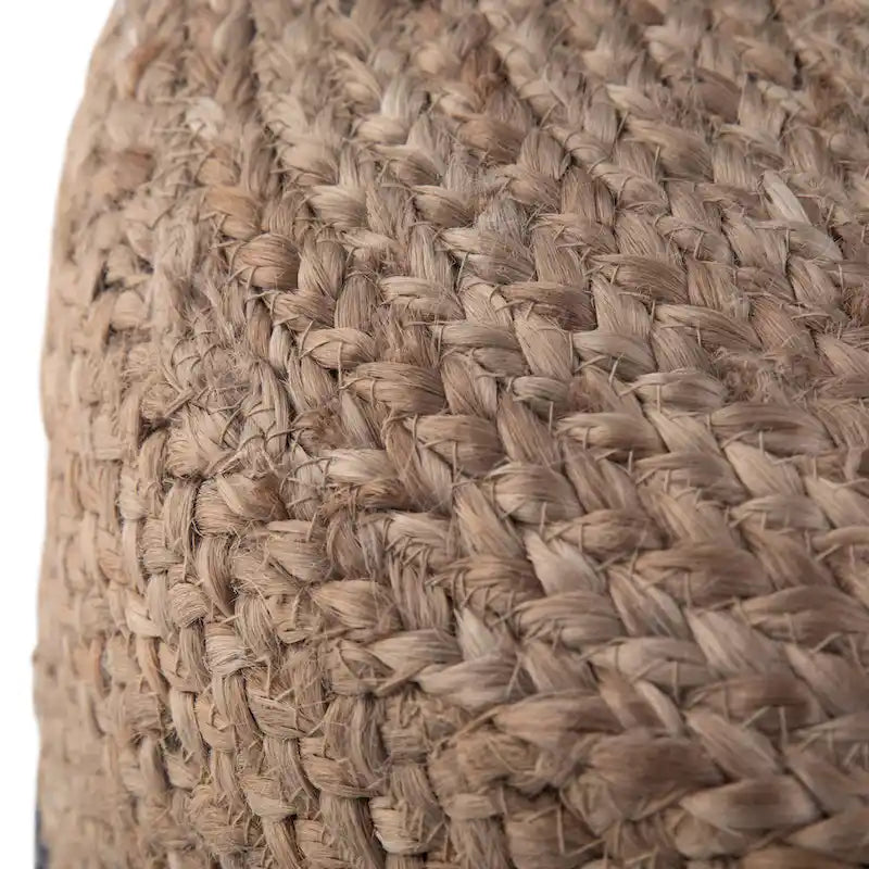Pouf rond tressé en jute, 45 cm de diamètre