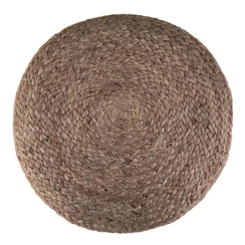Pouf rond tressé en jute, 45 cm de diamètre